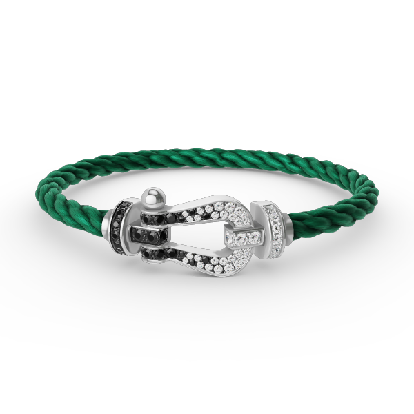 [Elowen jewelsry ]FORCE LARGE HORSESHOE BLACK WHITE DIAMOND BRACELET SILVER