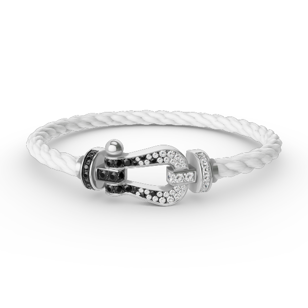 [Elowen jewelsry ]FORCE LARGE HORSESHOE BLACK WHITE DIAMOND BRACELET SILVER