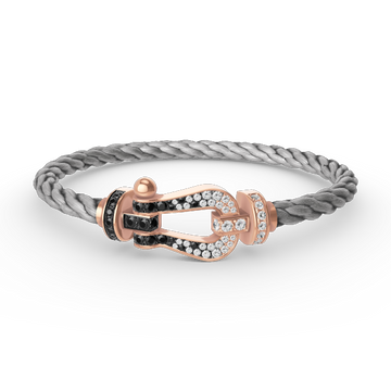 [Elowen jewelsry ]FORCE LARGE HORSESHOE BLACK WHITE DIAMOND BRACELET ROSE GOLD