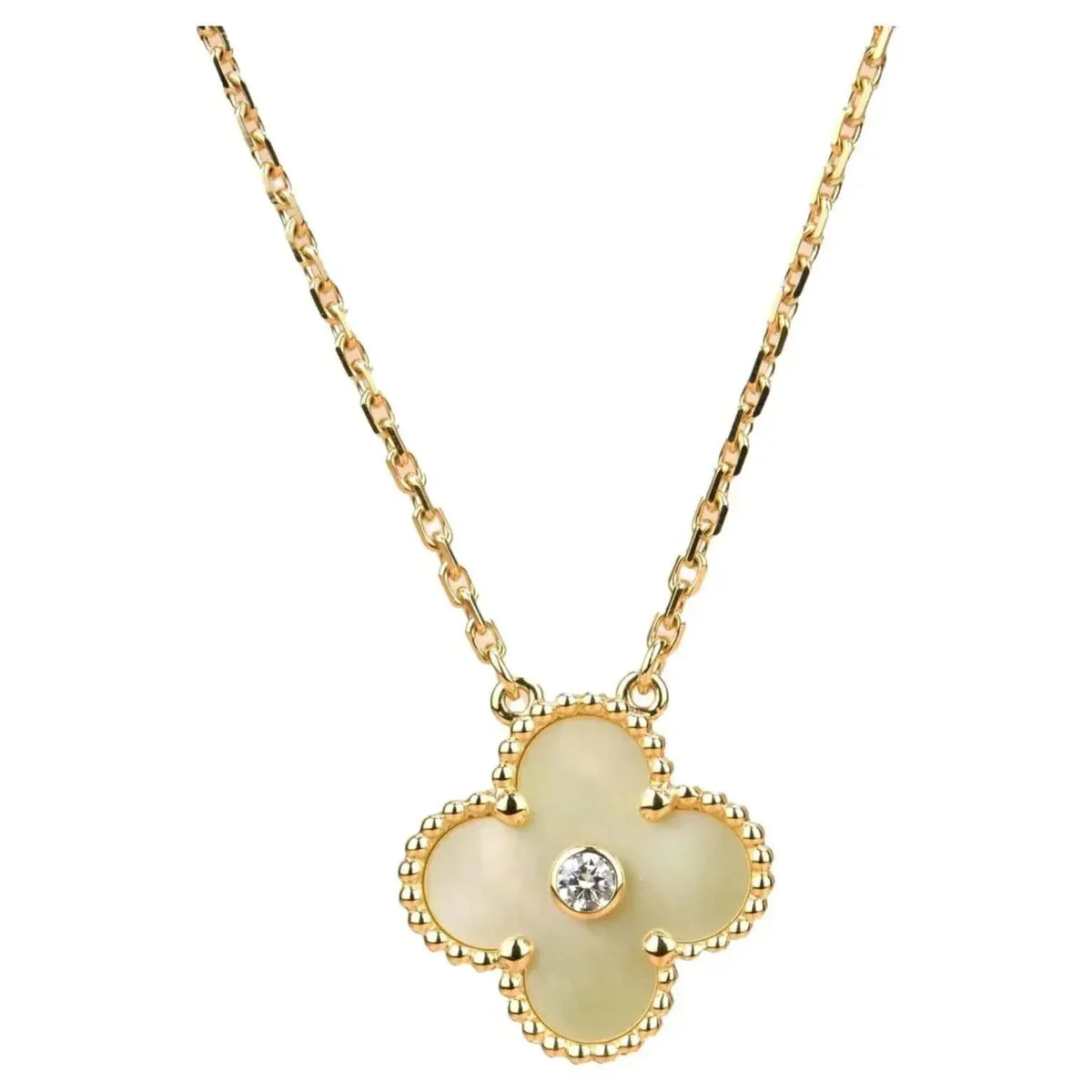 [Elowen Schmuck] CLOVER 15-MM-HALSKETTE AUS GOLD MIT DIAMANTEN UND PERLMUTT
