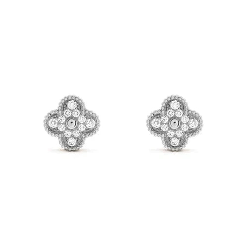 [Elowen jewelsry ]CLOVER 1 MOTIV DIAMANT-OHRSTECKER SILBER