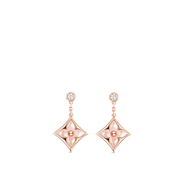 [Elowen jewelsry ]DOUBLE STAR PINK GOLD MOP DROP EARRINGS