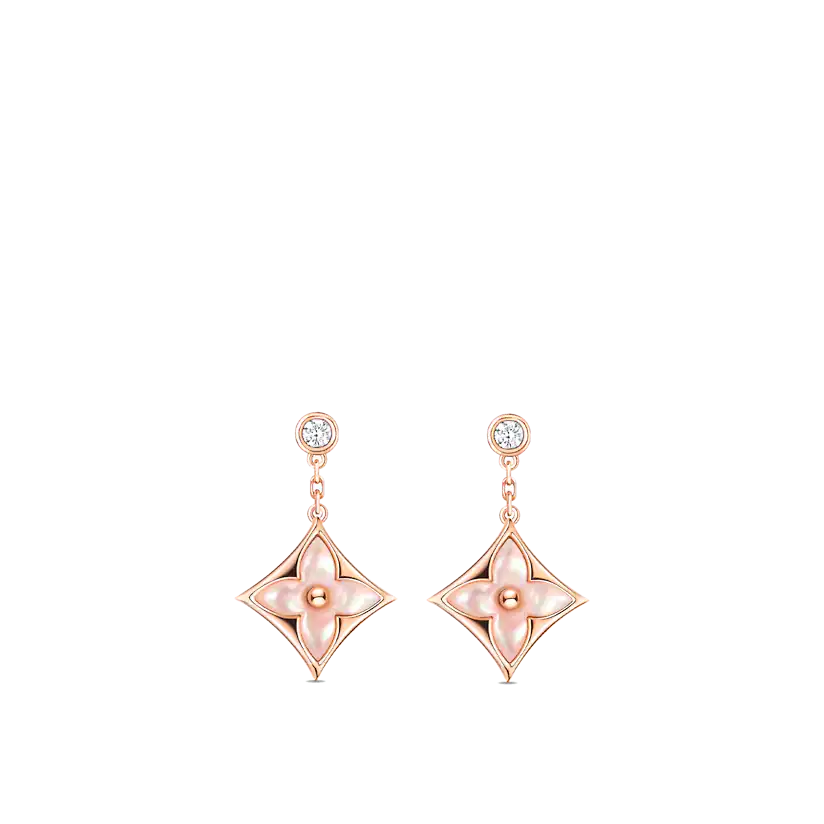 [Elowen jewelsry ]DOUBLE STAR PINK GOLD MOP DROP EARRINGS