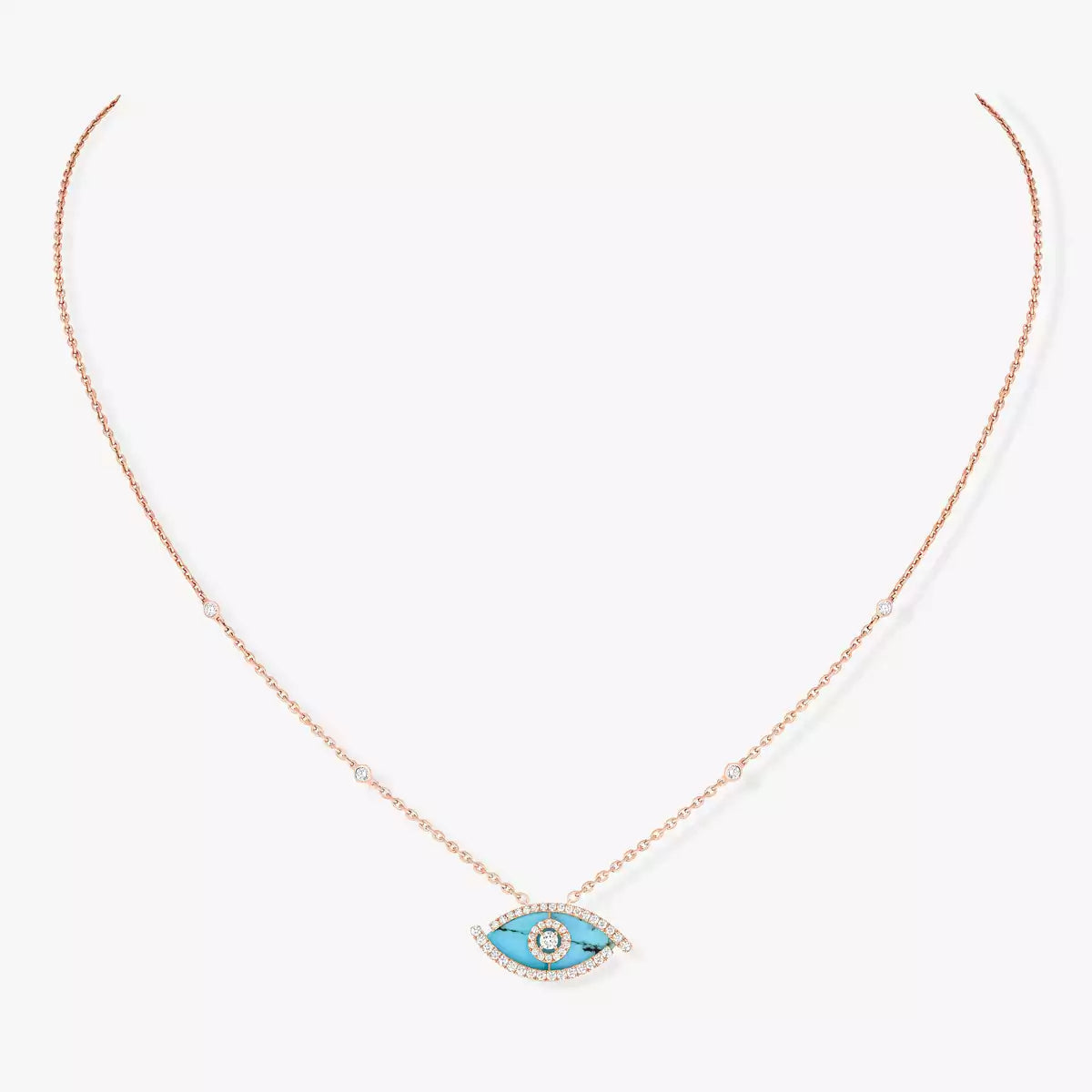 {
  "Elowen jewelsry": "Elowen ジュエリー",
  "Lucky Eye Diamond Necklace in Rose Gold and Turquoise": "ラッキーアイ ダイヤモンドネックレス（ローズゴールド＆ターコイズ）"
}