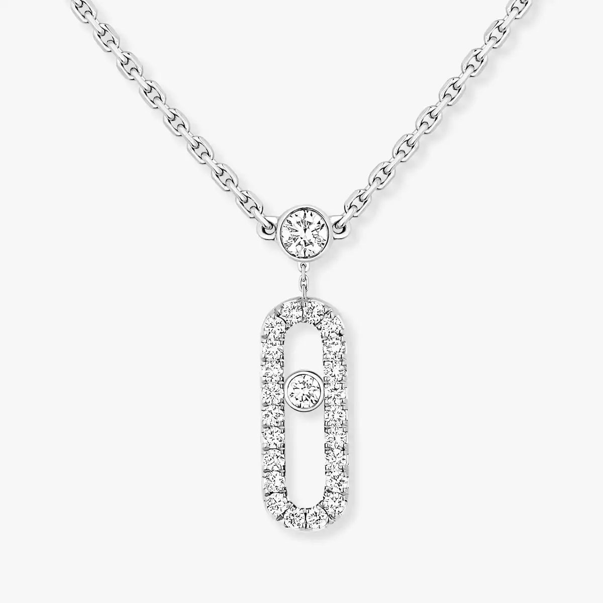 [Elowen Schmuck]2-reihige Halskette aus Roségold mit Diamant-Pavé, Move Uno