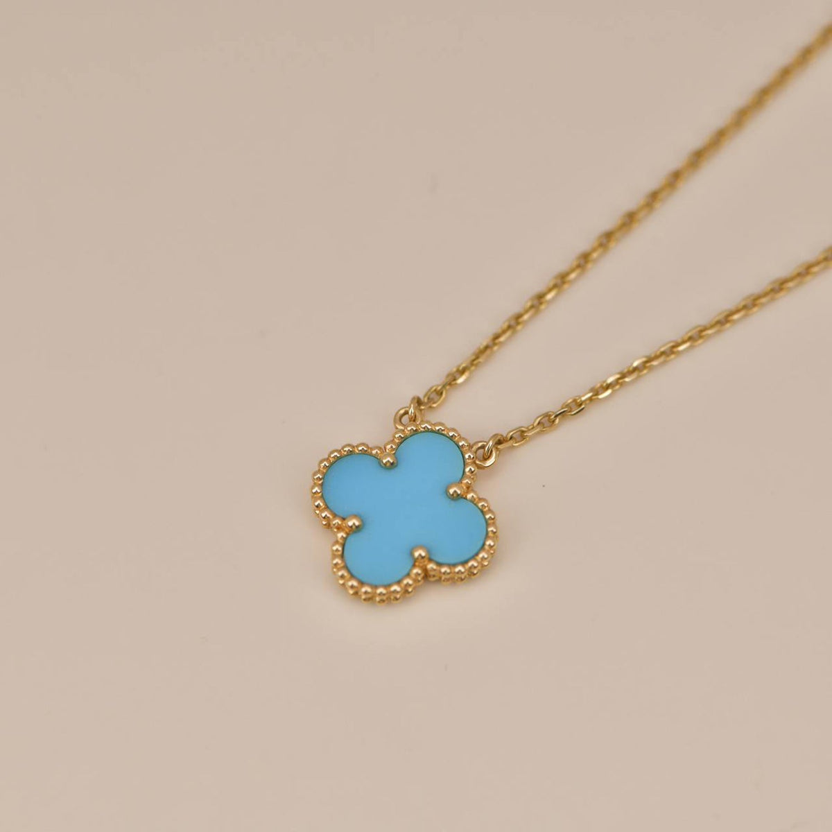 [Elowen jewelsry ]クローバー 15MM ヴィンテージ ターコイズ ネックレス