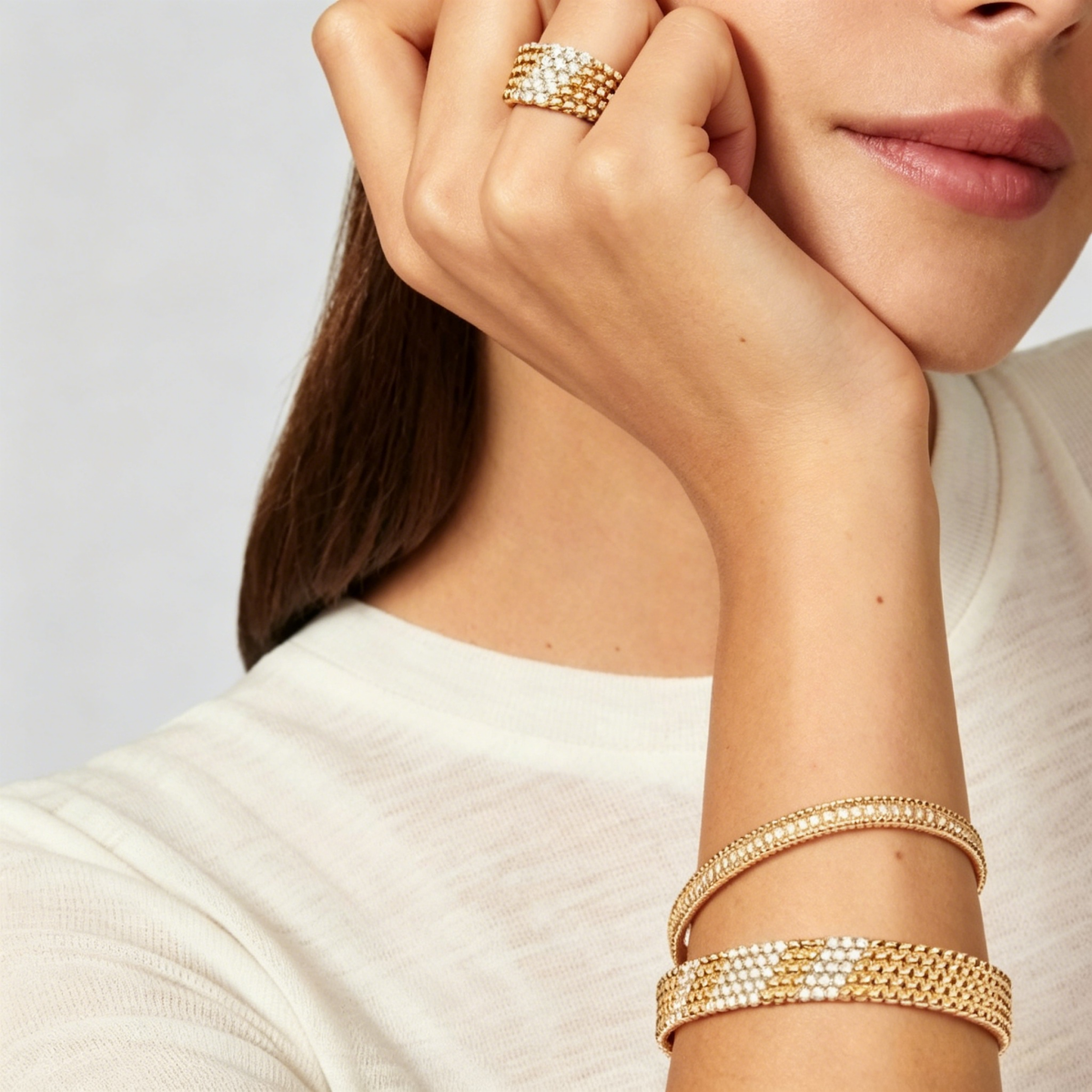 [Elowen jewelsry] FÜNFREIHIGES DIAMANTARMBAND