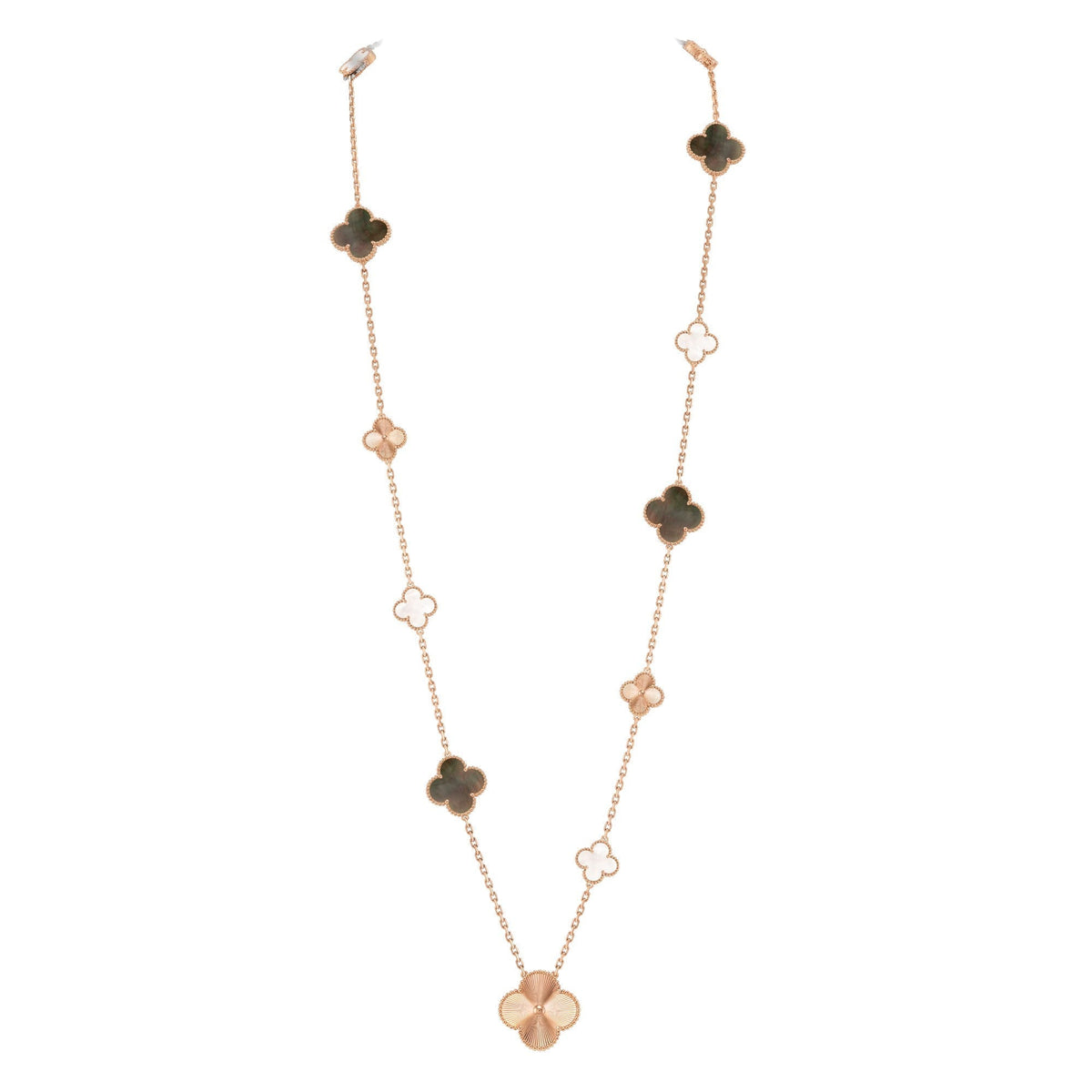 [Elowen jewelsry ]DETACHABLE CLOVER 15(11+4) FLOWER ROSE GOLD NECKLACE SET