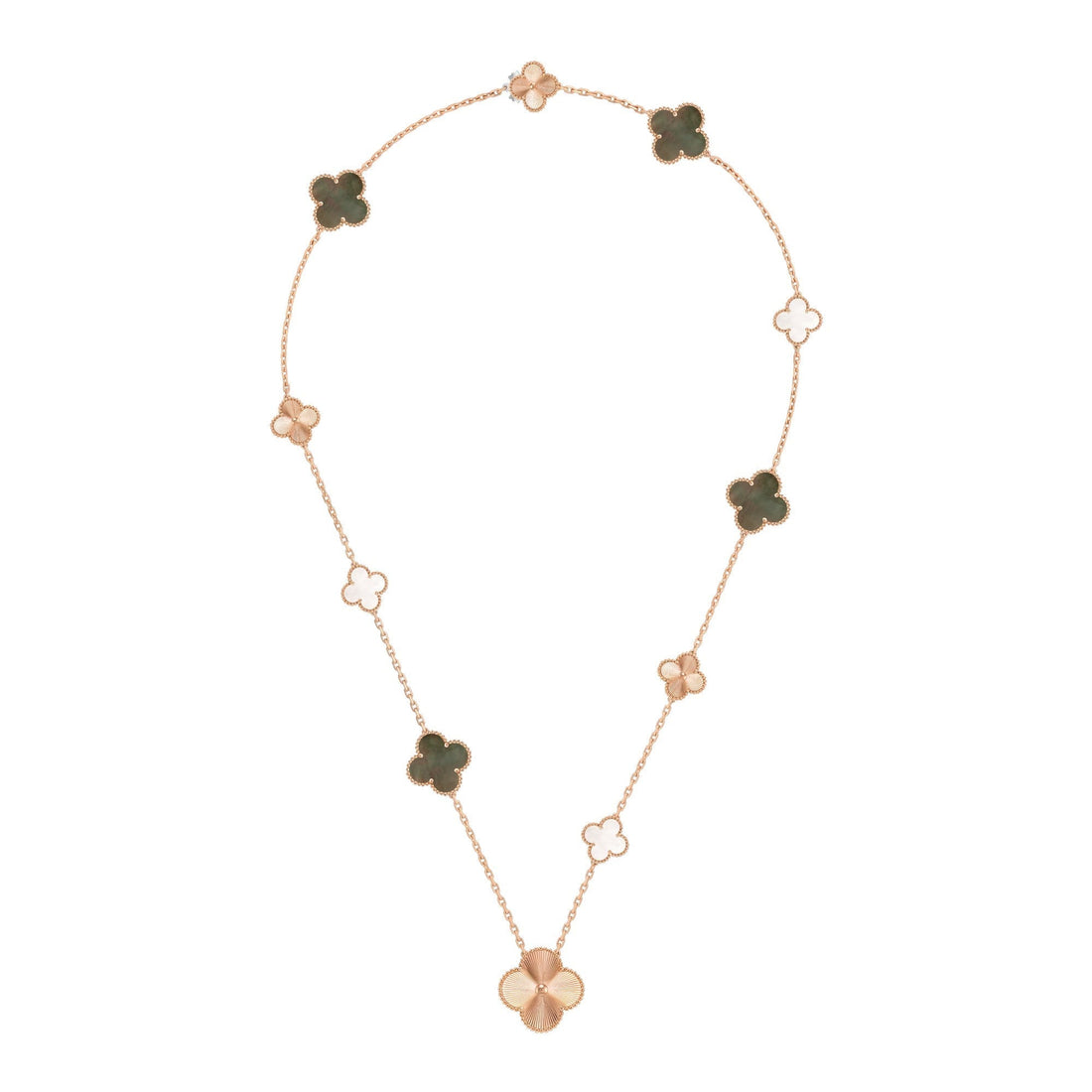 [Elowen jewelsry ]DETACHABLE CLOVER 15(11+4) FLOWER ROSE GOLD NECKLACE SET