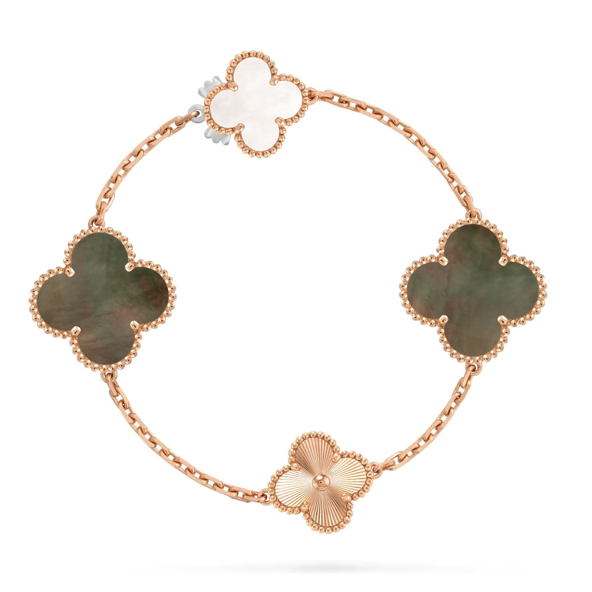 [Elowen jewelsry ]DETACHABLE CLOVER 15(11+4) FLOWER ROSE GOLD NECKLACE SET