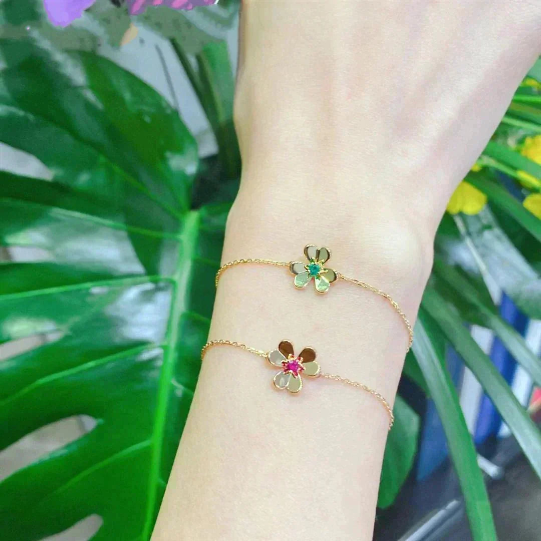 [Elowen jewelsry ]FRIVOLE GOLD FLOWER PINK MALACHITE BRACELET