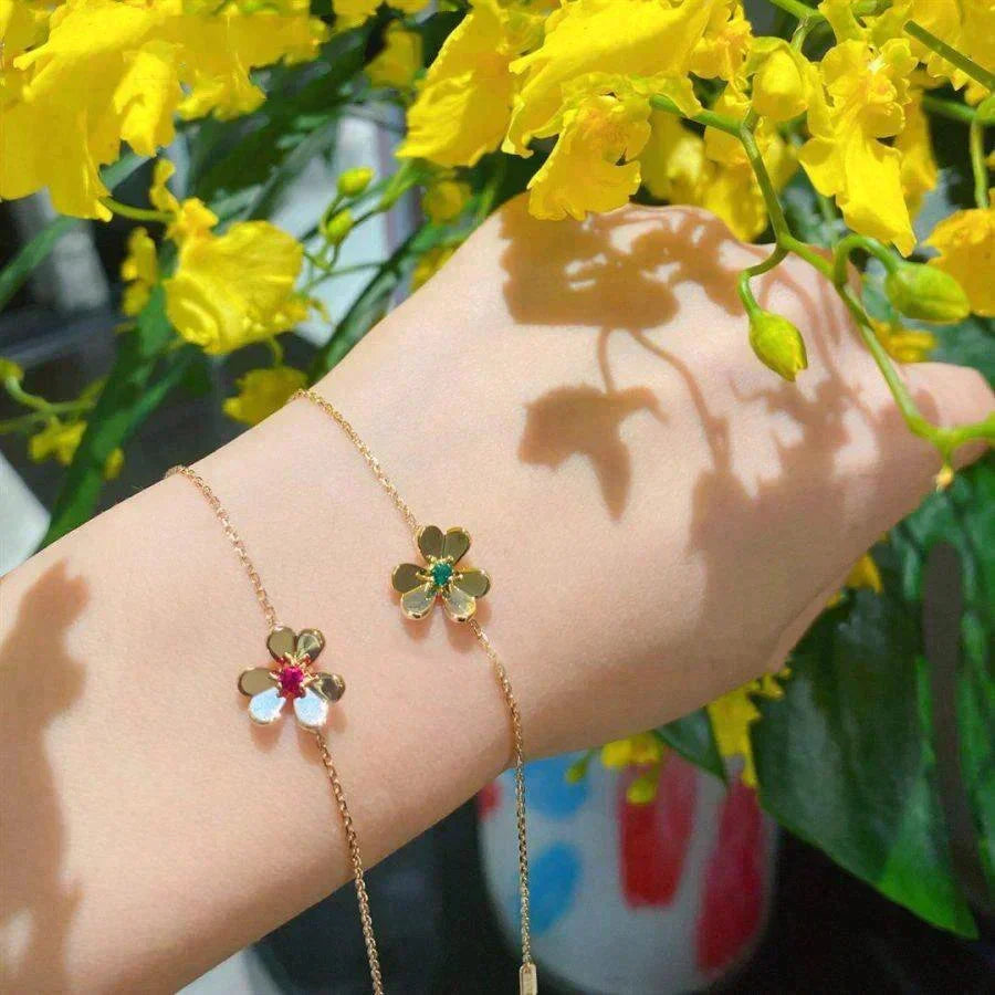 [Elowen jewelsry ]FRIVOLE GOLD FLOWER PINK MALACHITE BRACELET