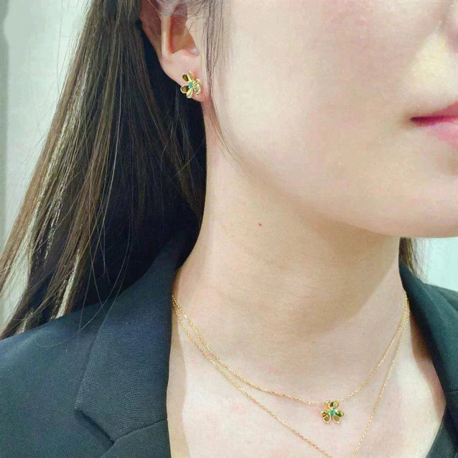 [Elowen jewelsry ]FRIVOLE  FLOWER MALACHITE EARRINGS
