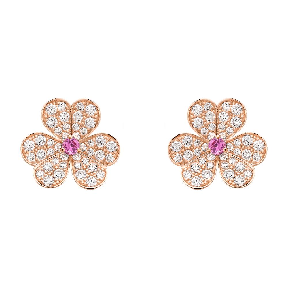 [Elowen jewelsry ]FRIVOLE PINK GOLD FLOWER DIAMOND EARRINGS