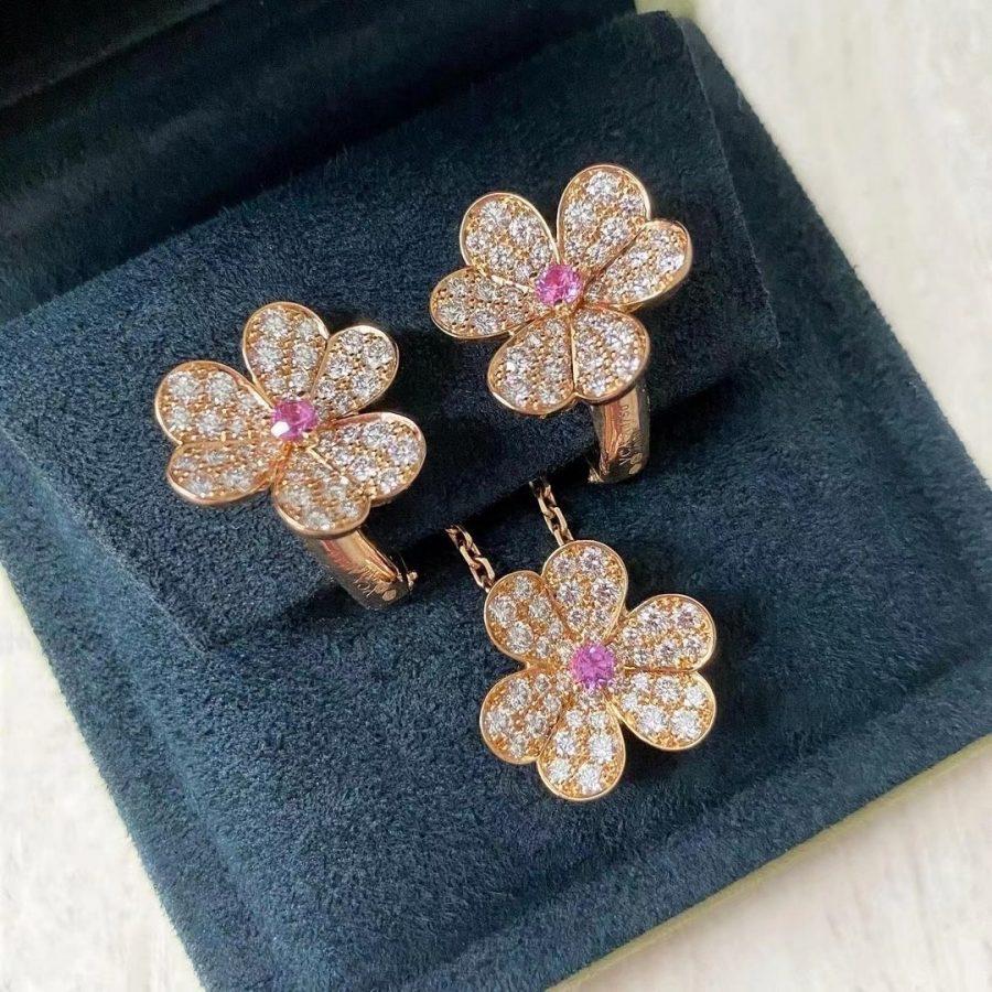 [Elowen jewelsry ]FRIVOLE PINK GOLD FLOWER DIAMOND EARRINGS