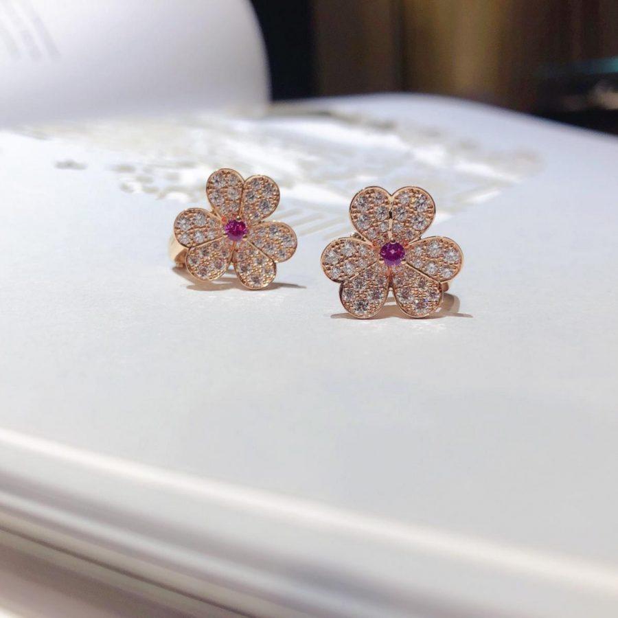 [Elowen jewelsry ]FRIVOLE PINK GOLD FLOWER DIAMOND EARRINGS