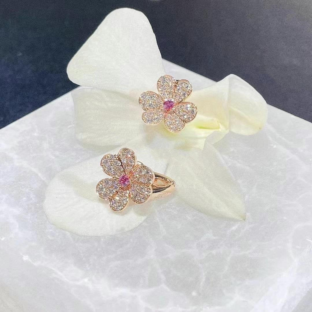 [Elowen jewelsry ]FRIVOLE PINK GOLD FLOWER DIAMOND EARRINGS