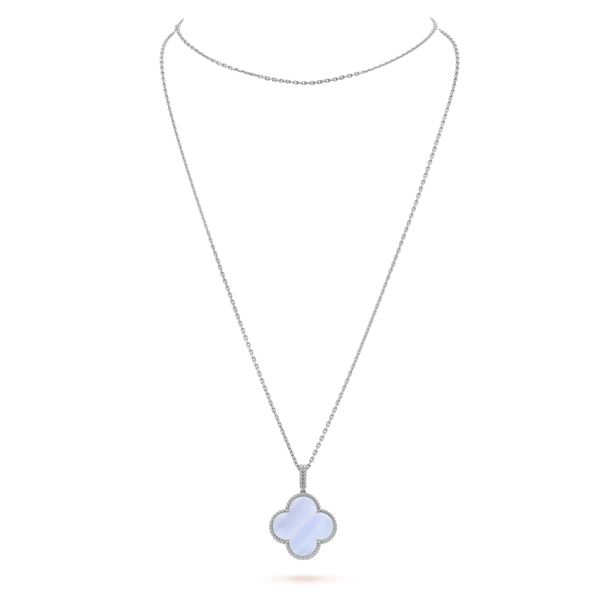 [Elowen jewelsry ]CLOVER SILVER CHALCEDONY BIG CLOVER NECKLACE