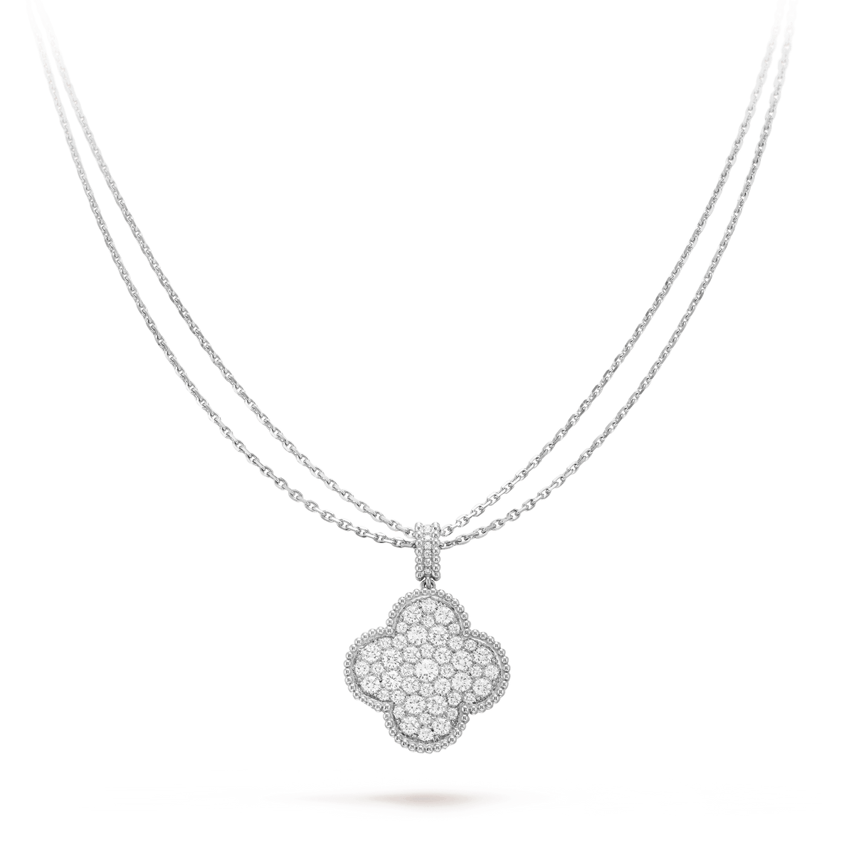 [Elowen jewelsry ]CLOVER 25MM SILVER FULL DIAMOND BIG CLOVER NECKLACE