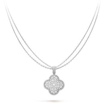 [Elowen jewelsry ]CLOVER 25MM SILVER FULL DIAMOND BIG CLOVER NECKLACE