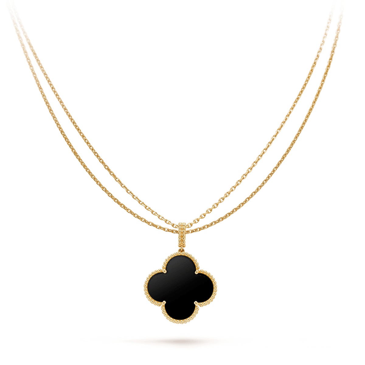 [Elowen jewelsry ]CLOVER 25MM GOLD ONYX BIG CLOVER NECKLACE