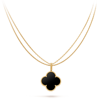 [Elowen jewelsry ]CLOVER 25MM GOLD ONYX BIG CLOVER NECKLACE