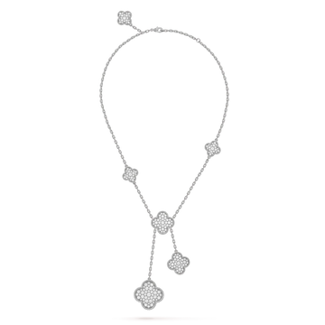 [Elowen jewelsry ]CLOVER 5 MOTIFS SILVER DIAMONDS NECKLACE