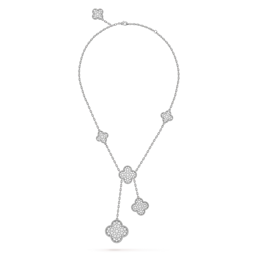 [Elowen jewelsry ]CLOVER 5 MOTIFS SILVER DIAMONDS NECKLACE