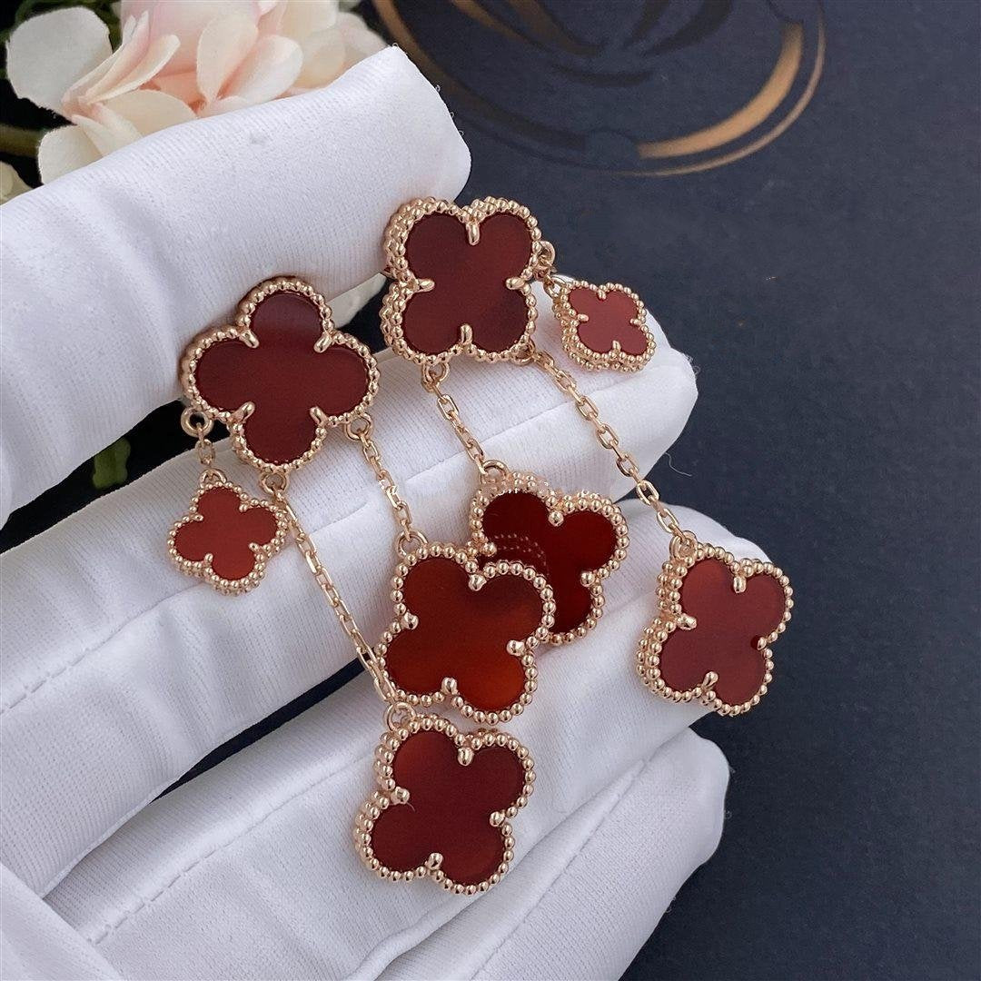[Elowen Schmuck] KLEEBLATT-OHRRINGE KARNEOL 4 MOTIVE ROSÉGOLD