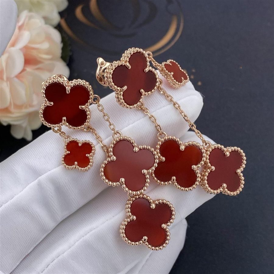 [Elowen Schmuck] KLEEBLATT-OHRRINGE KARNEOL 4 MOTIVE ROSÉGOLD