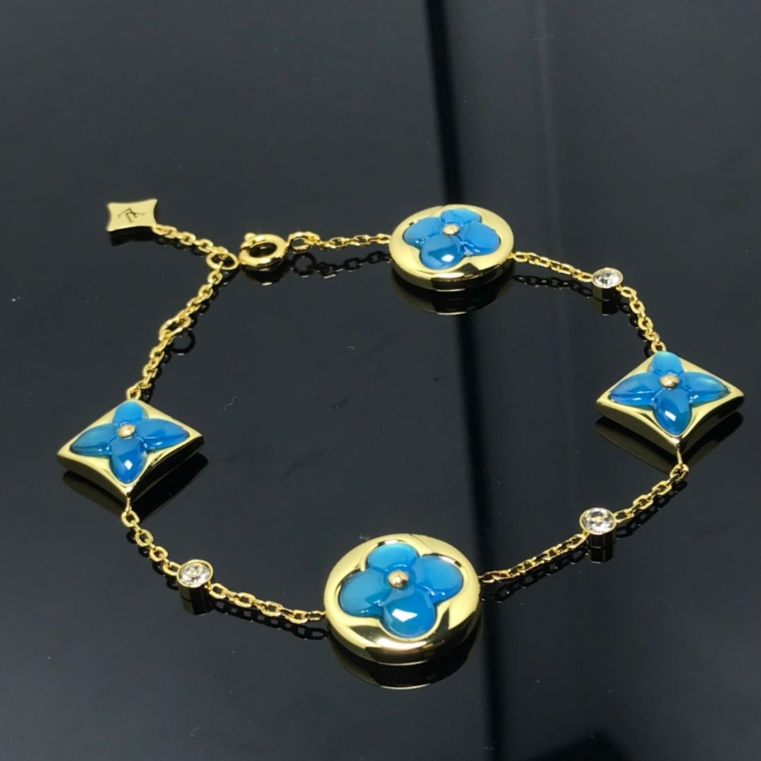 [Elowen jewelsry ]STAR AND SUN 4 MOTIF BLUE BRACELET