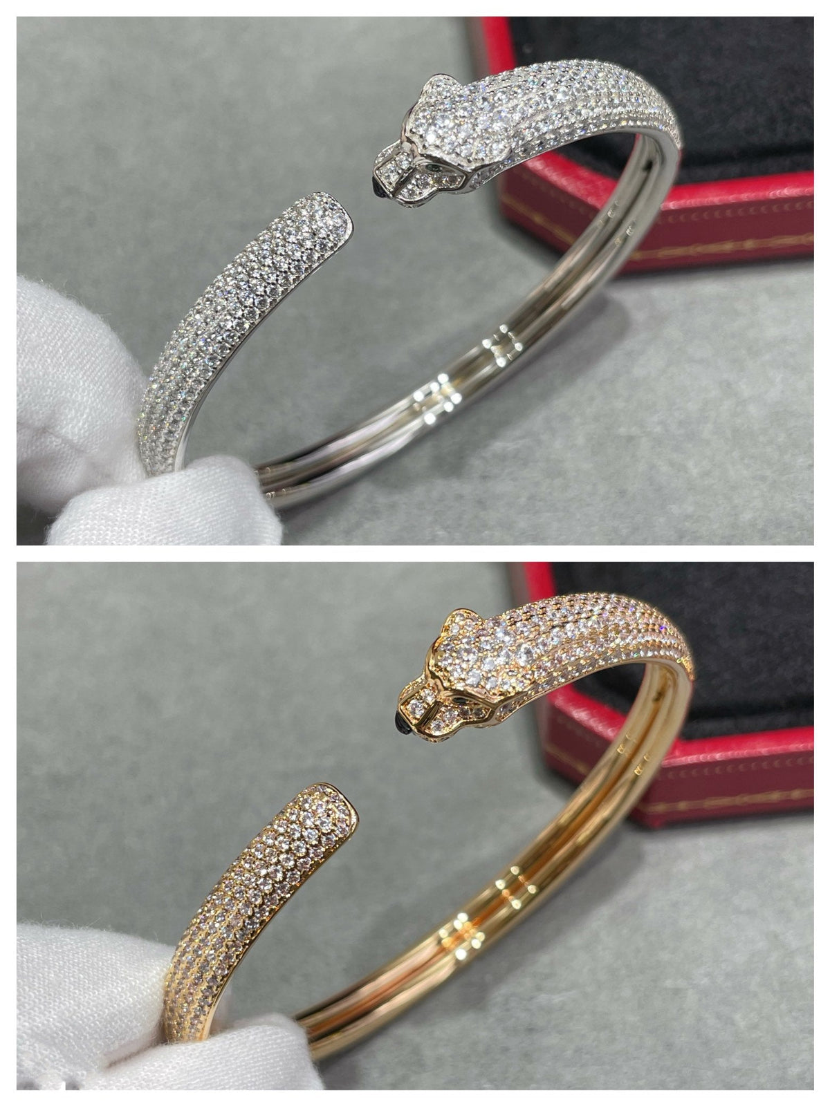 [Elowen Schmuck] PANTHÈRE OFFENES ARMBAND MIT VOLLSTÄNDIGER DIAMANTBESATZUNG