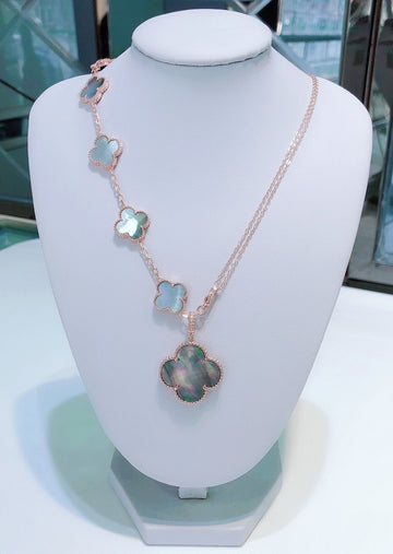 [Elowen jewelsry ]COMBINED BRACELET 5 MOTIFS AND NECKLACE DARK MOP ROSE GOLD