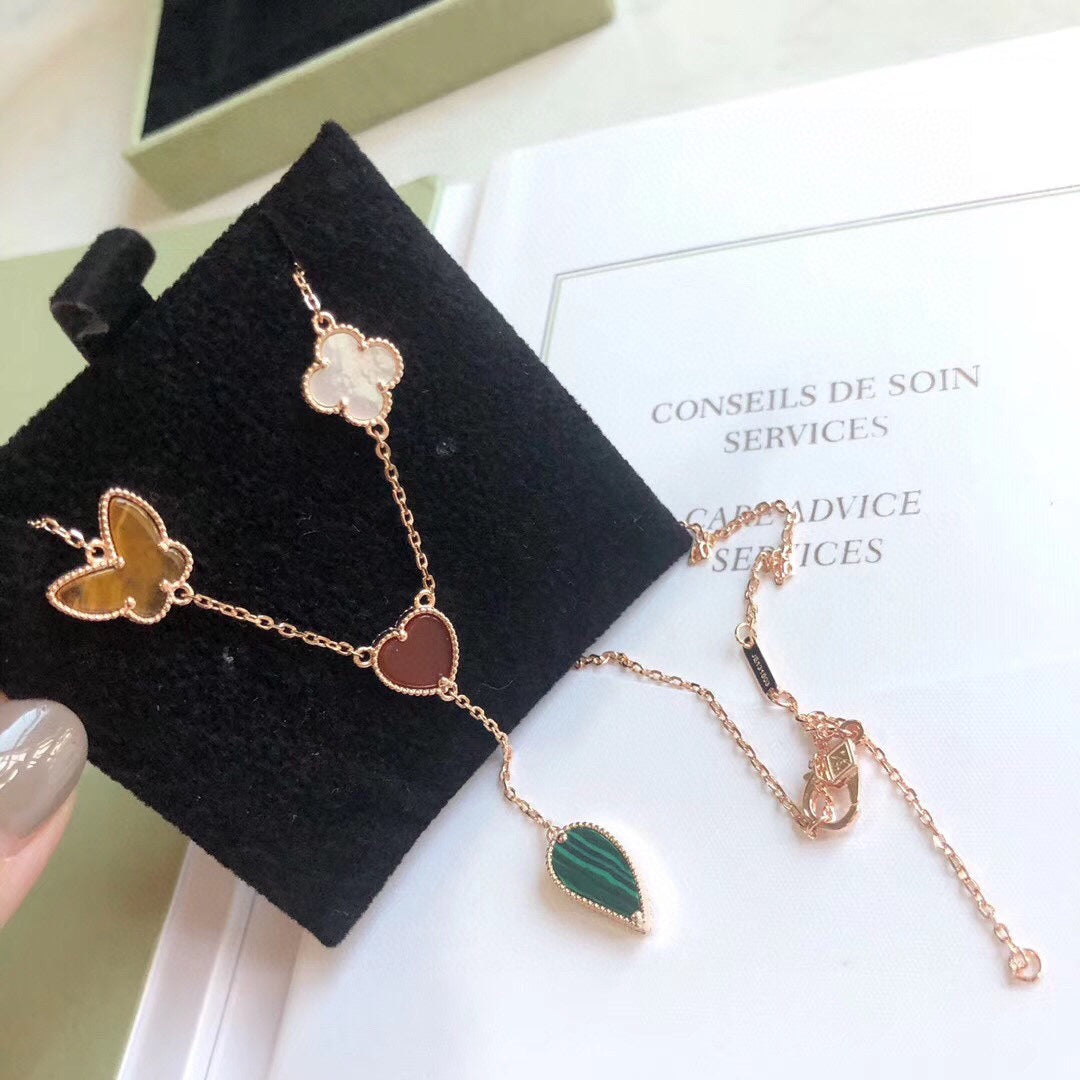 [Elowen jewelsry ]LUCKY SPRING 4 MOTIFS ROSE GOLD NECKLACE