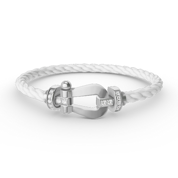 [Elowen jewelsry ]FORCE LARGE HORSESHOE HALF DIAMOND BRACELET SILVER