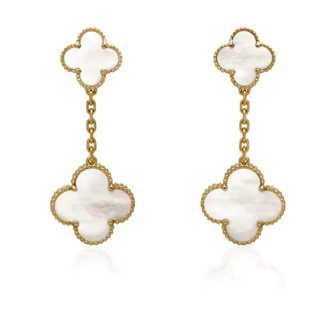 [Elowen jewelsry ]CLOVER 2 MOTIF WHITE MOP EARRINGS